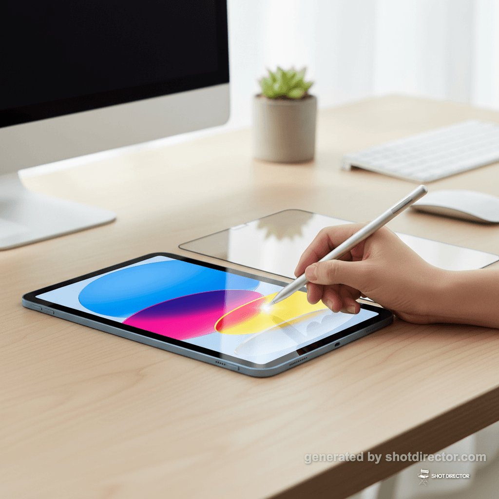 A shot of a stylus smoothly gliding across the scr
