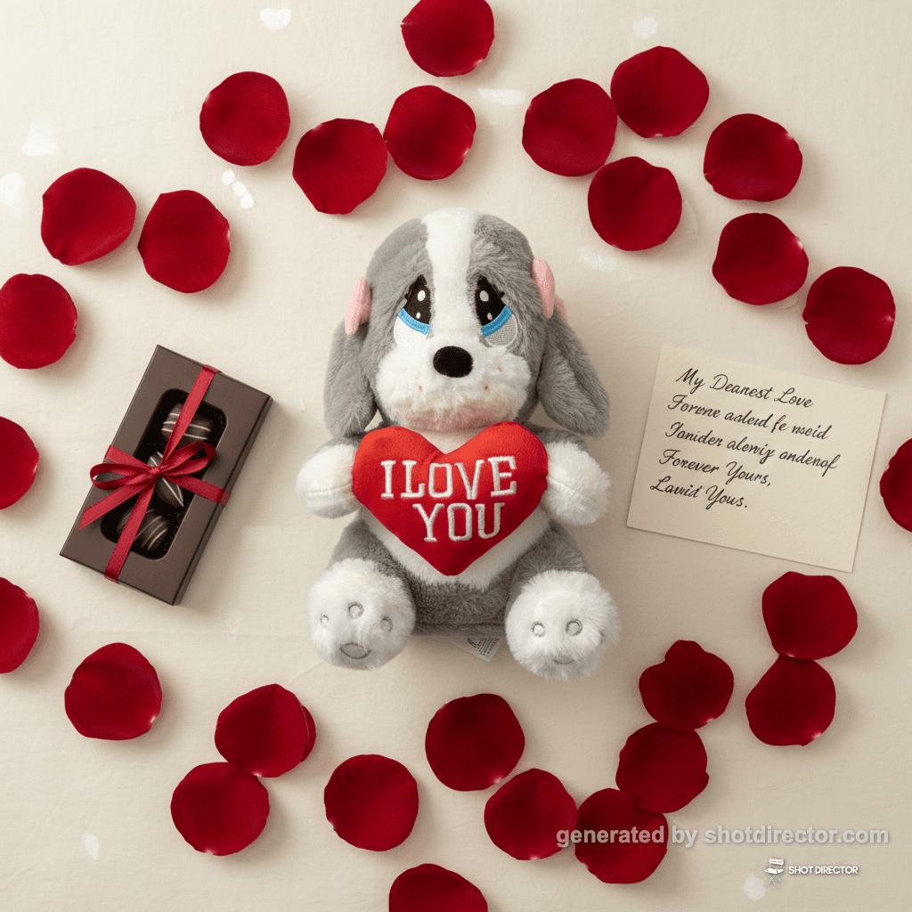 Romantic Puppy Love Flat Lay