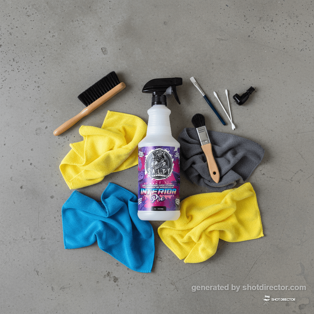 An overhead flat lay composition featuring the Sal