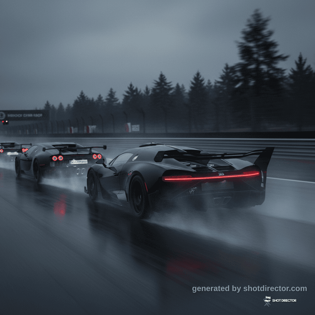 Rain-Slicked Supercar Convoy Pursuit