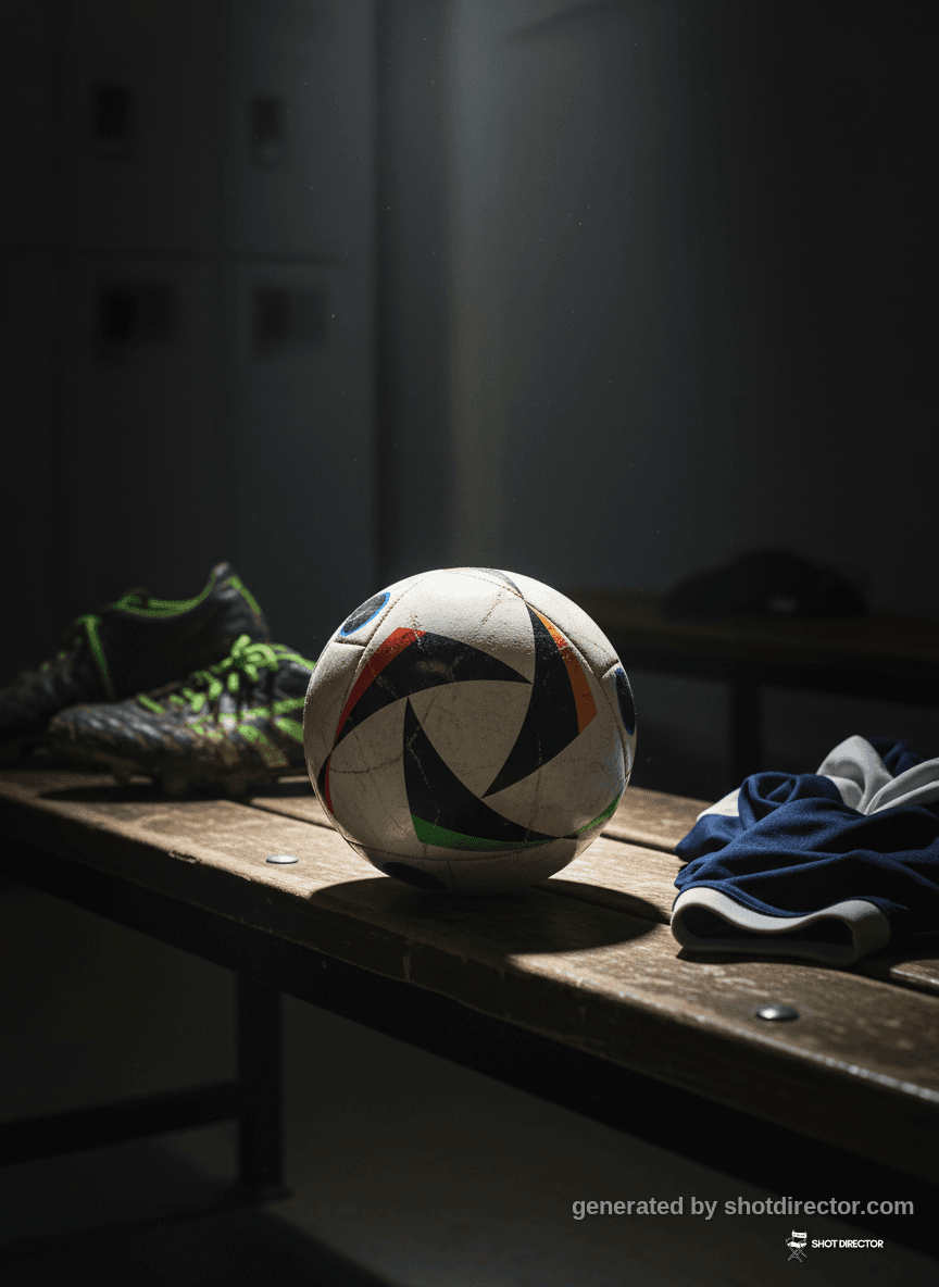 An atmospheric shot of the ball on a worn locker r